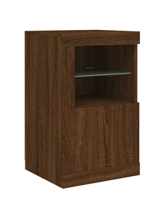 Kumode ar led lampiņām, brūna koka krāsa, 123x37x67 cm