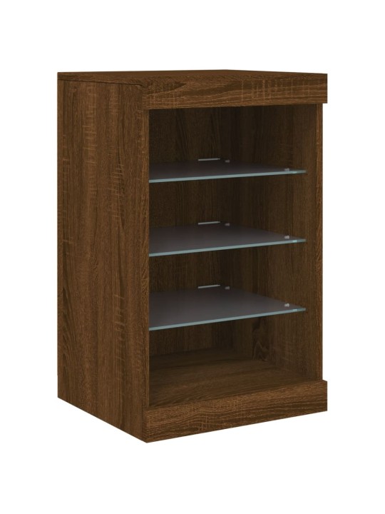 Kumode ar led lampiņām, brūna koka krāsa, 123x37x67 cm