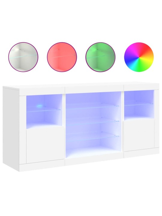 Kumode ar led lampiņām, 142,5x37x67 cm, balta