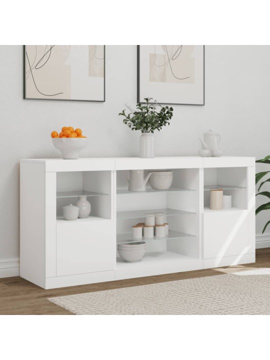 Kumode ar led lampiņām, 142,5x37x67 cm, balta