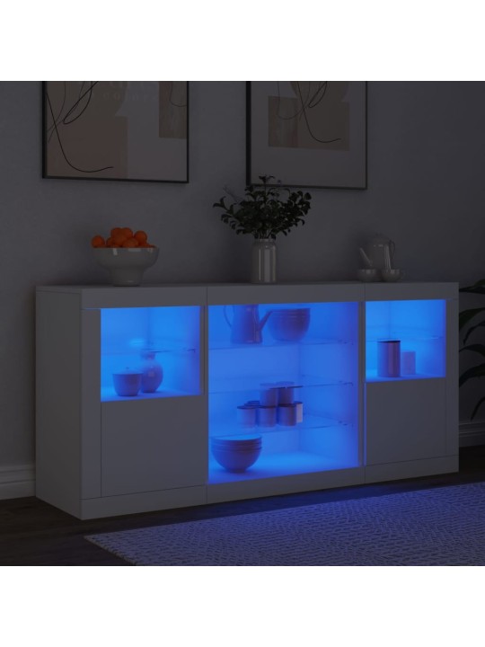 Kumode ar led lampiņām, 142,5x37x67 cm, balta