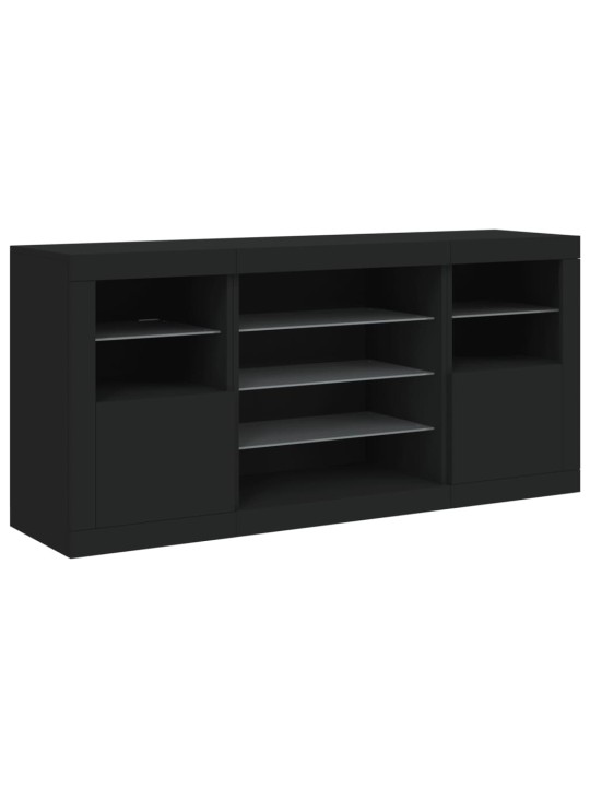 Kumode ar led lampiņām, melna, 142,5x37x67 cm