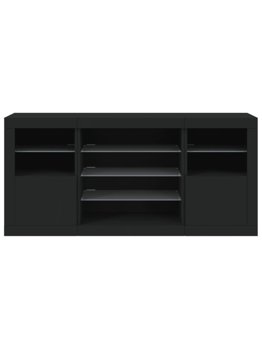 Kumode ar led lampiņām, melna, 142,5x37x67 cm