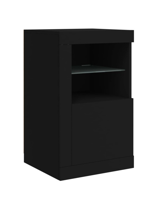 Kumode ar led lampiņām, melna, 142,5x37x67 cm
