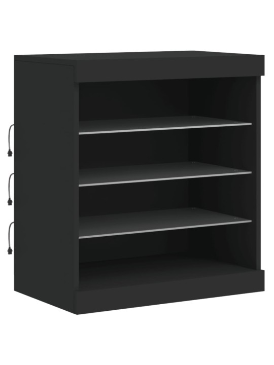 Kumode ar led lampiņām, melna, 142,5x37x67 cm