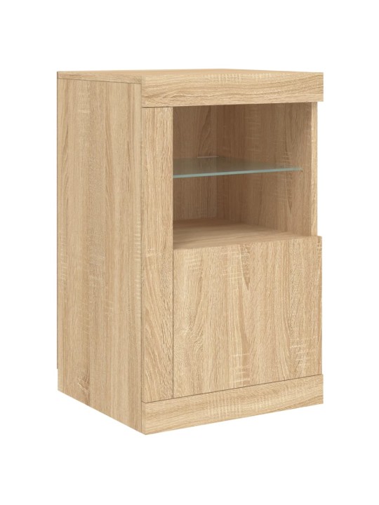 Kumode ar led lampiņām, ozolkoka krāsa, 142,5x37x67 cm