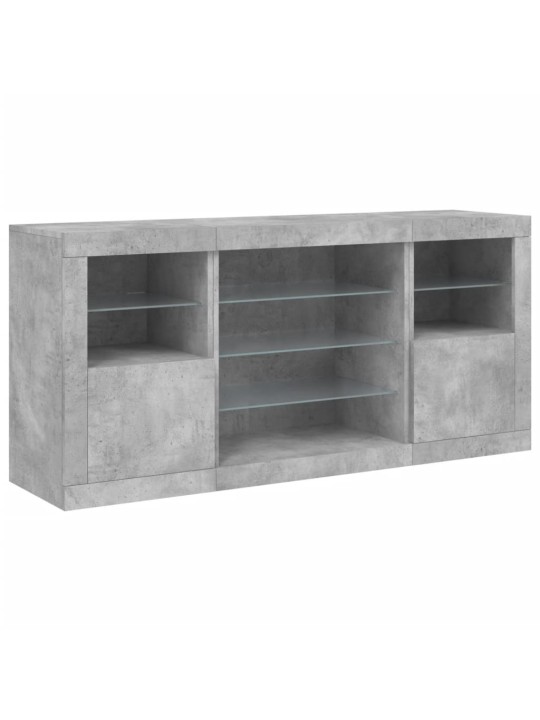 Kumode ar led lampiņām, betona pelēka, 142,5x37x67 cm