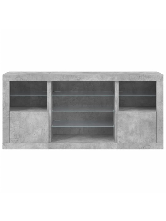 Kumode ar led lampiņām, betona pelēka, 142,5x37x67 cm