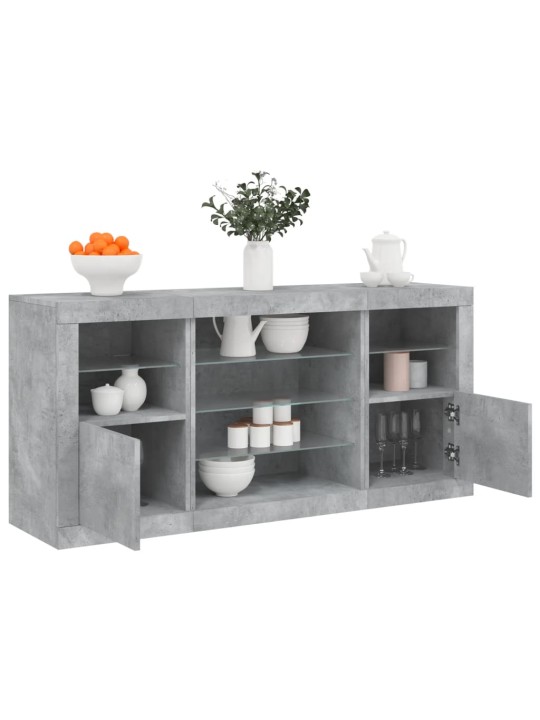 Kumode ar led lampiņām, betona pelēka, 142,5x37x67 cm