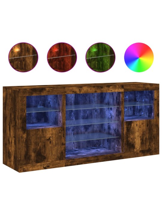 Kumode ar led lampiņām, ozolkoka krāsa, 142,5x37x67 cm