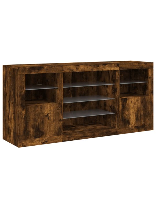 Kumode ar led lampiņām, ozolkoka krāsa, 142,5x37x67 cm