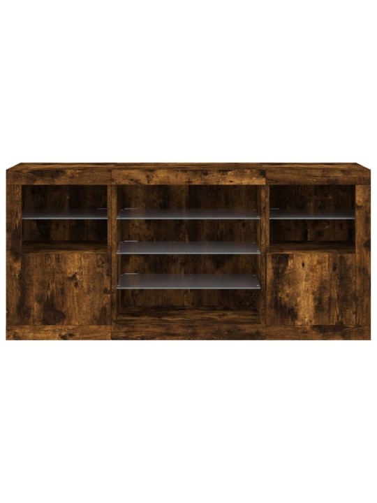 Kumode ar led lampiņām, ozolkoka krāsa, 142,5x37x67 cm