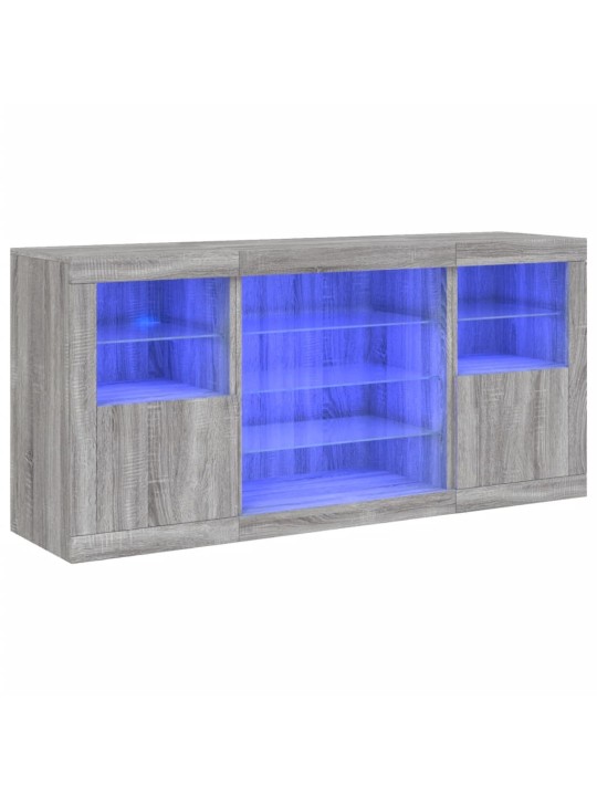 Kumode ar led lampiņām, pelēka ozolkoka krāsa, 142,5x37x67 cm
