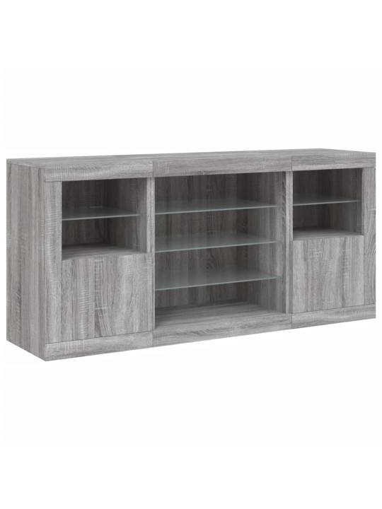 Kumode ar led lampiņām, pelēka ozolkoka krāsa, 142,5x37x67 cm