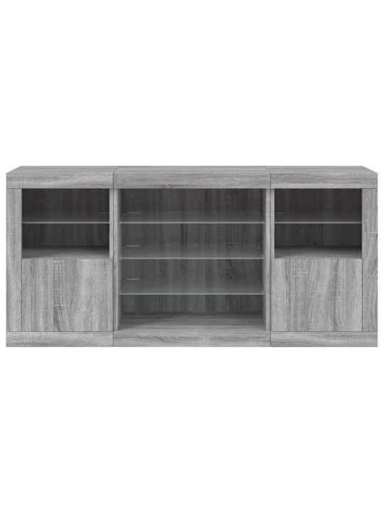 Kumode ar led lampiņām, pelēka ozolkoka krāsa, 142,5x37x67 cm