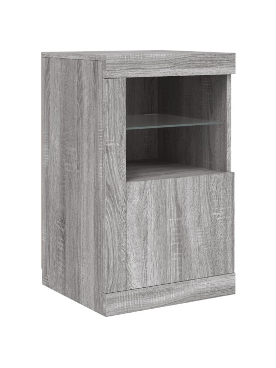 Kumode ar led lampiņām, pelēka ozolkoka krāsa, 142,5x37x67 cm