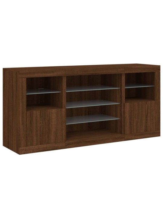Kumode ar led lampiņām, brūna koka krāsa, 142,5x37x67 cm