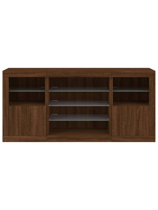 Kumode ar led lampiņām, brūna koka krāsa, 142,5x37x67 cm