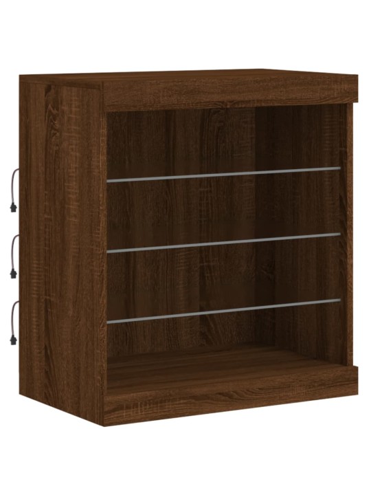Kumode ar led lampiņām, brūna koka krāsa, 142,5x37x67 cm