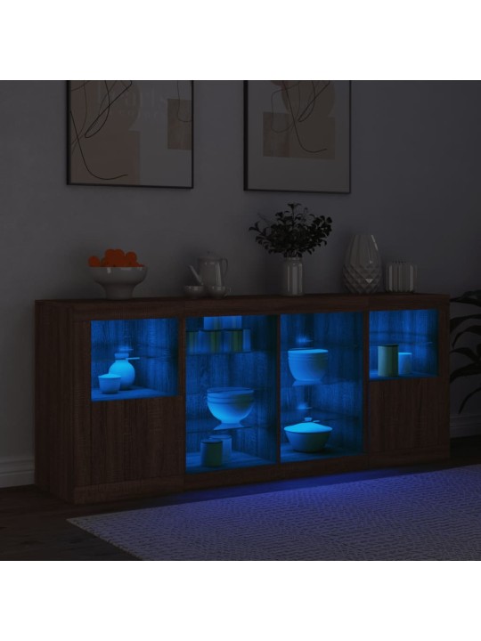 Kumode ar led lampiņām, brūna koka krāsa, 163x37x67 cm