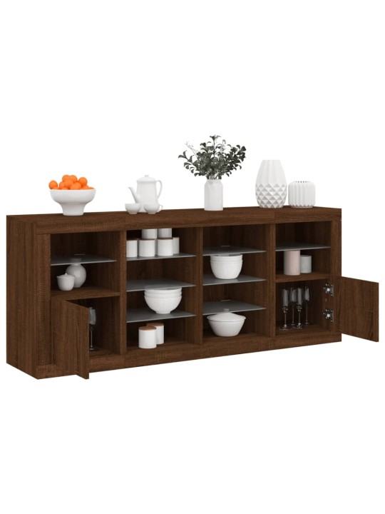 Kumode ar led lampiņām, brūna koka krāsa, 163x37x67 cm