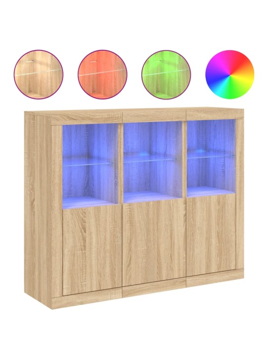 Kumodes ar led apgaismojumu, 3 gab., ozolkoka
