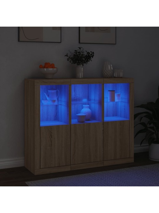 Kumodes ar led apgaismojumu, 3 gab., ozolkoka
