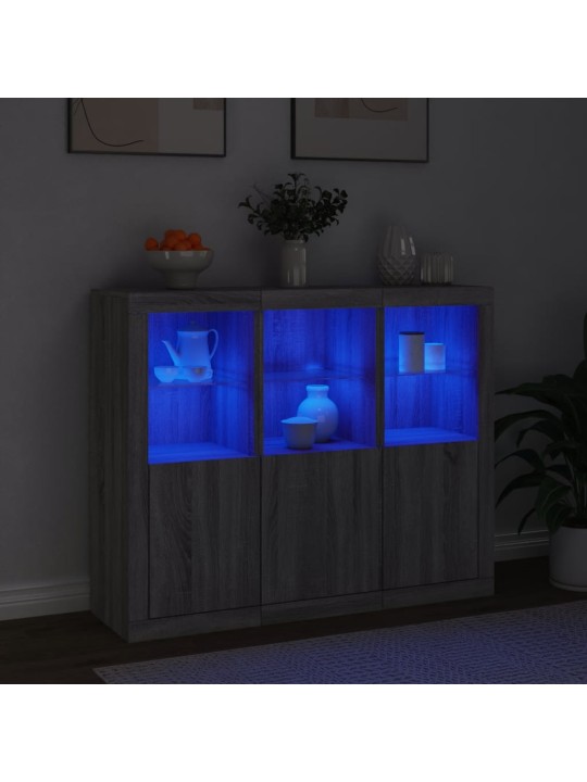 Kumodes ar led apgaismojumu, 3 gab., pelēka ozola