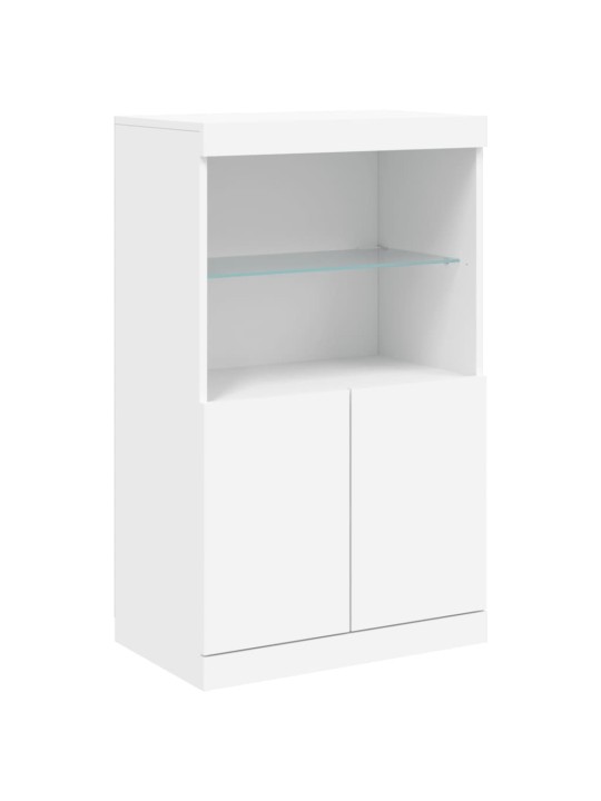 Kumodes ar led apgaismojumu, 3 gab., baltas, inženierijas koks