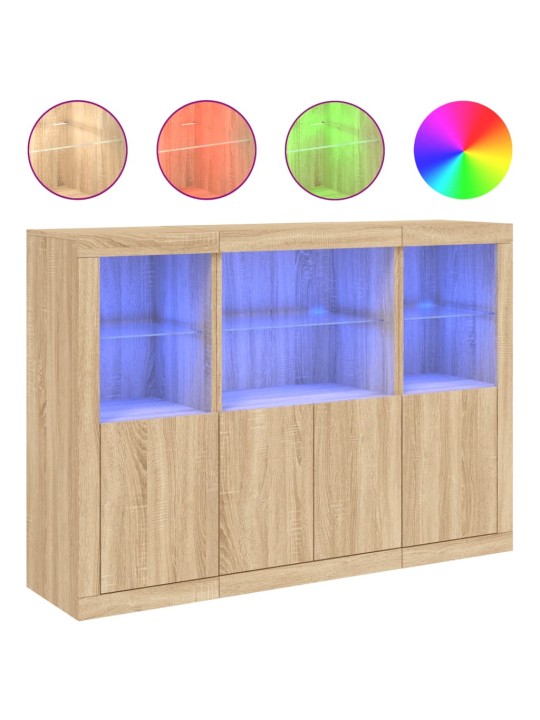 Kumodes ar led apgaismojumu, 3 gab., ozolkoka