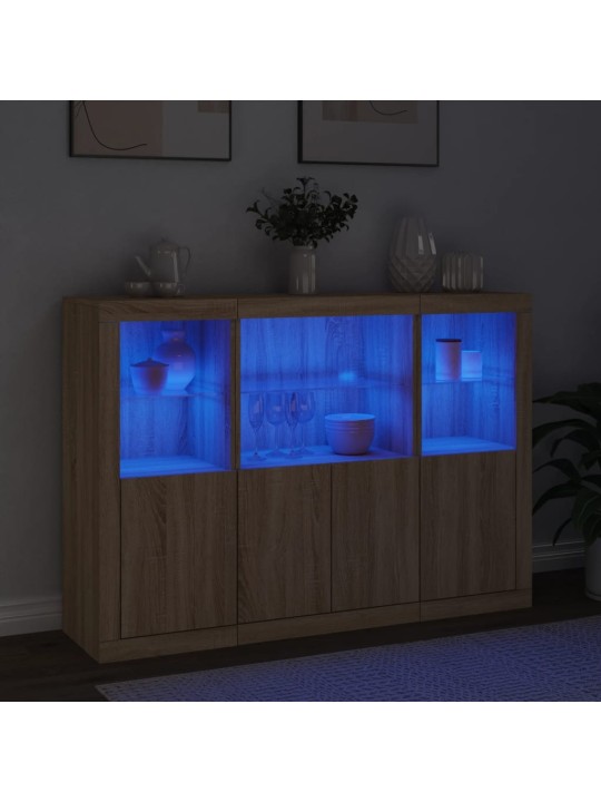 Kumodes ar led apgaismojumu, 3 gab., ozolkoka