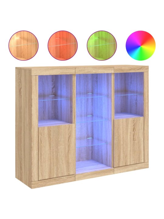Kumodes ar led apgaismojumu, 3 gab., ozolkoka