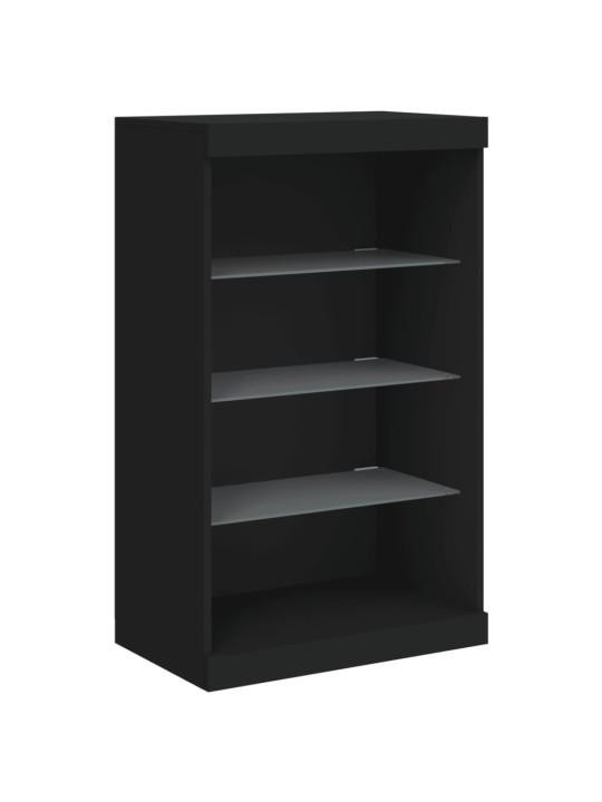 Kumodes ar led apgaismojumu, 3 gab., melns, inženierijas koks