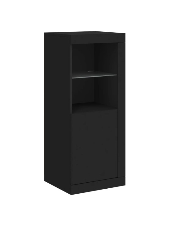 Kumodes ar led apgaismojumu, 3 gab., melns, inženierijas koks