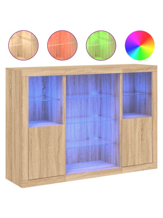 Kumodes ar led apgaismojumu, 3 gab., ozolkoka