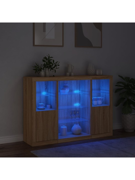 Kumodes ar led apgaismojumu, 3 gab., ozolkoka