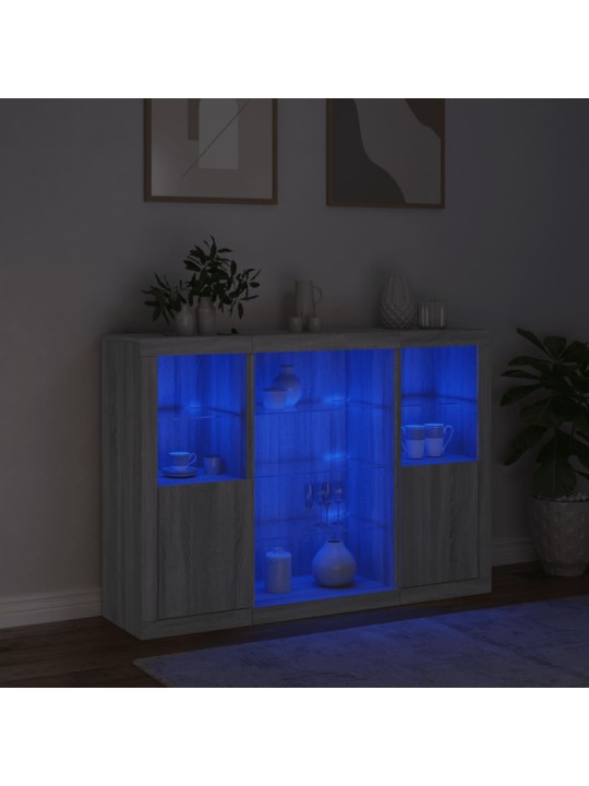 Kumodes ar led apgaismojumu, 3 gab., pelēka ozola