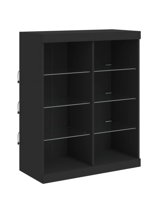 Kumodes ar led apgaismojumu, 3 gab., melns, inženierijas koks