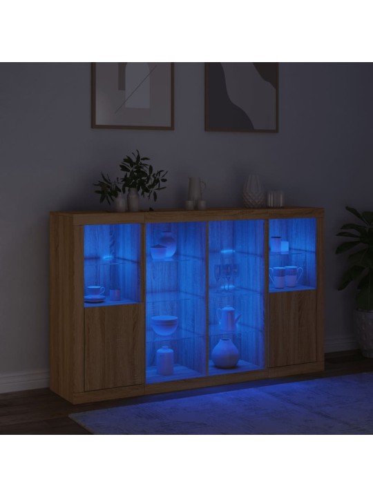 Kumodes ar led apgaismojumu, 3 gab., ozolkoka