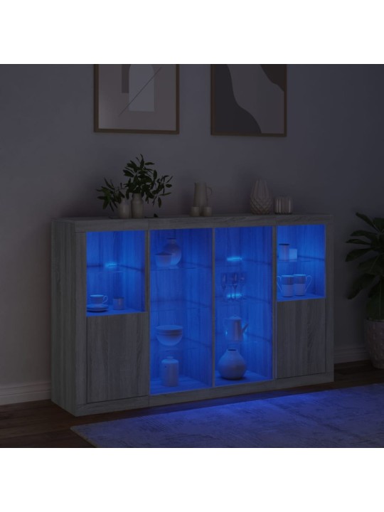 Kumodes ar led apgaismojumu, 3 gab., pelēka ozola