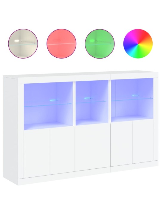 Kumode ar led lampiņām, 162x37x100 cm, balta