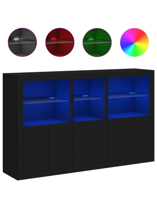 Kumode ar led lampiņām, melna, 162x37x100 cm