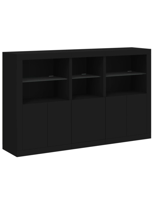 Kumode ar led lampiņām, melna, 162x37x100 cm