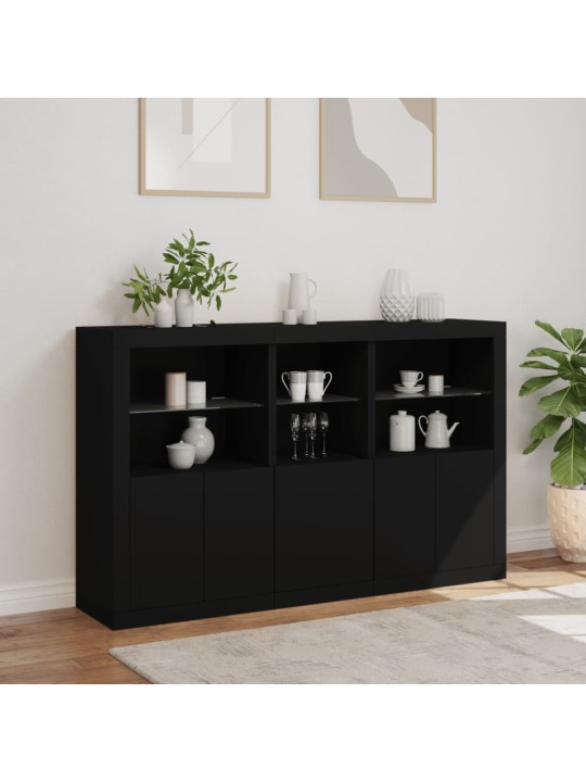 Kumode ar led lampiņām, melna, 162x37x100 cm