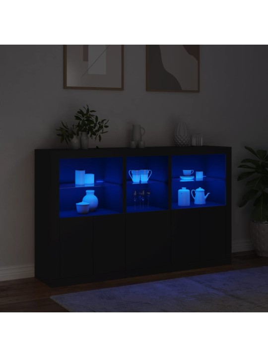 Kumode ar led lampiņām, melna, 162x37x100 cm