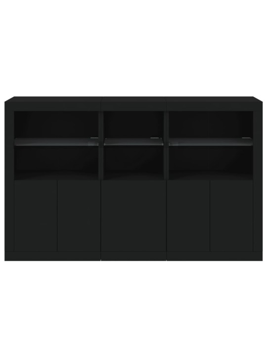 Kumode ar led lampiņām, melna, 162x37x100 cm