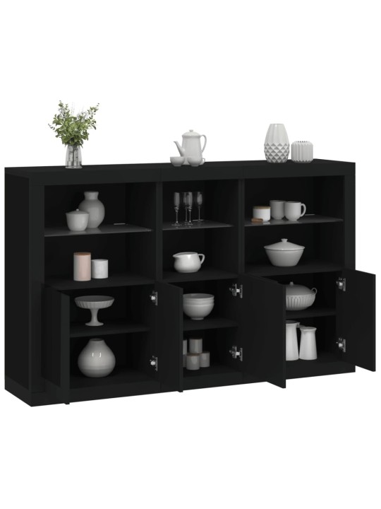 Kumode ar led lampiņām, melna, 162x37x100 cm