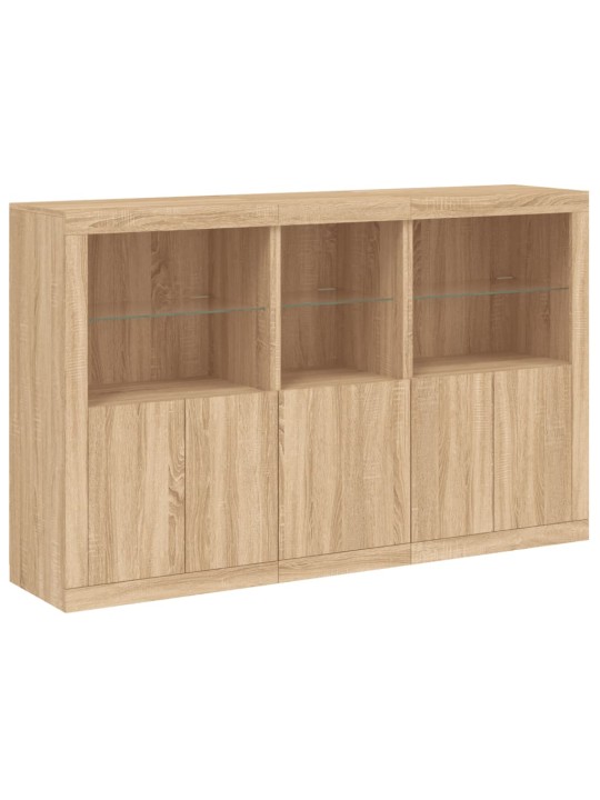 Kumode ar led lampiņām, ozolkoka krāsa, 162x37x100 cm