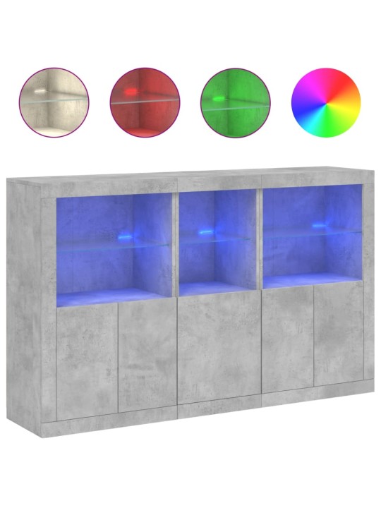 Kumode ar led lampiņām, betona pelēka, 162x37x100 cm