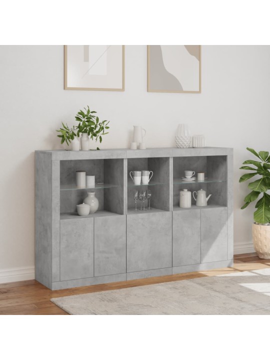 Kumode ar led lampiņām, betona pelēka, 162x37x100 cm